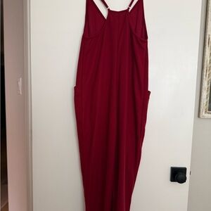 Sleeveless Red Maxi Jumpsuit with Pockets